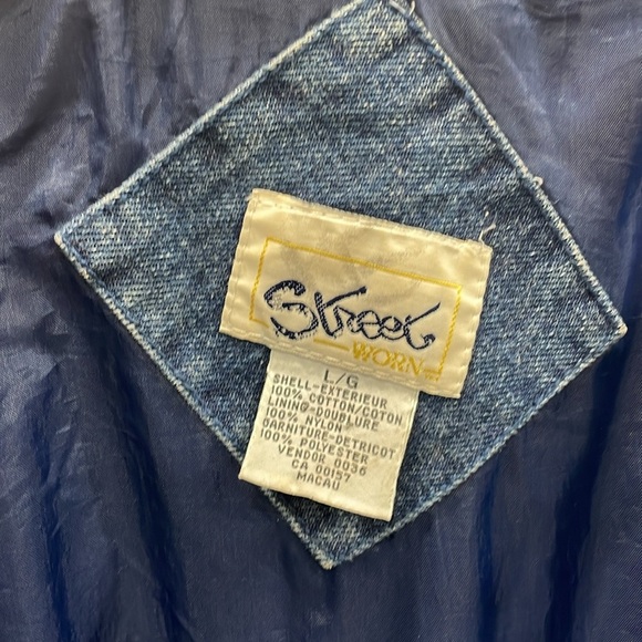 Vintage 1990s Street Worn Denim and Green Bomber Jacket - Picture 11 of 16